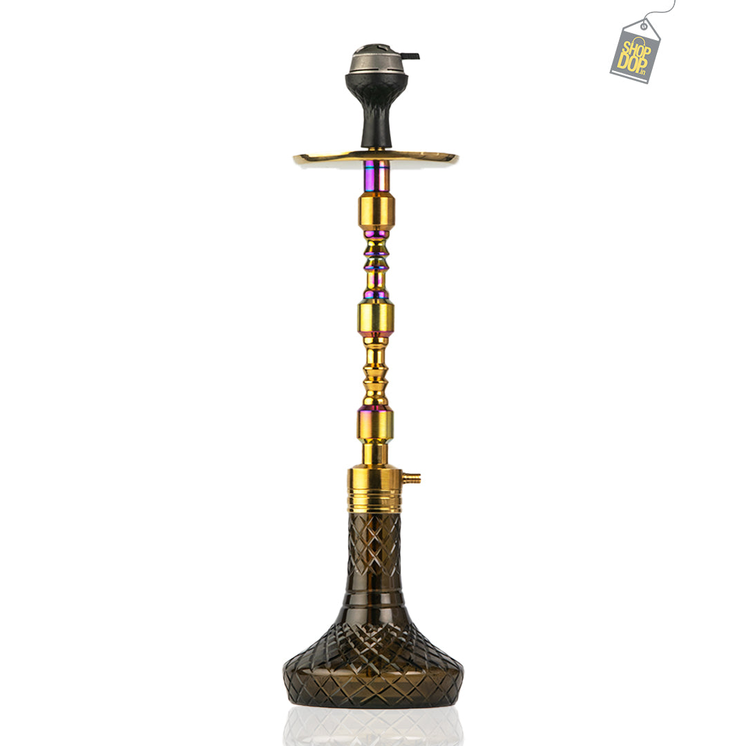 Panther Hookah with 2 Bags - Rainbow Stem / Black Base