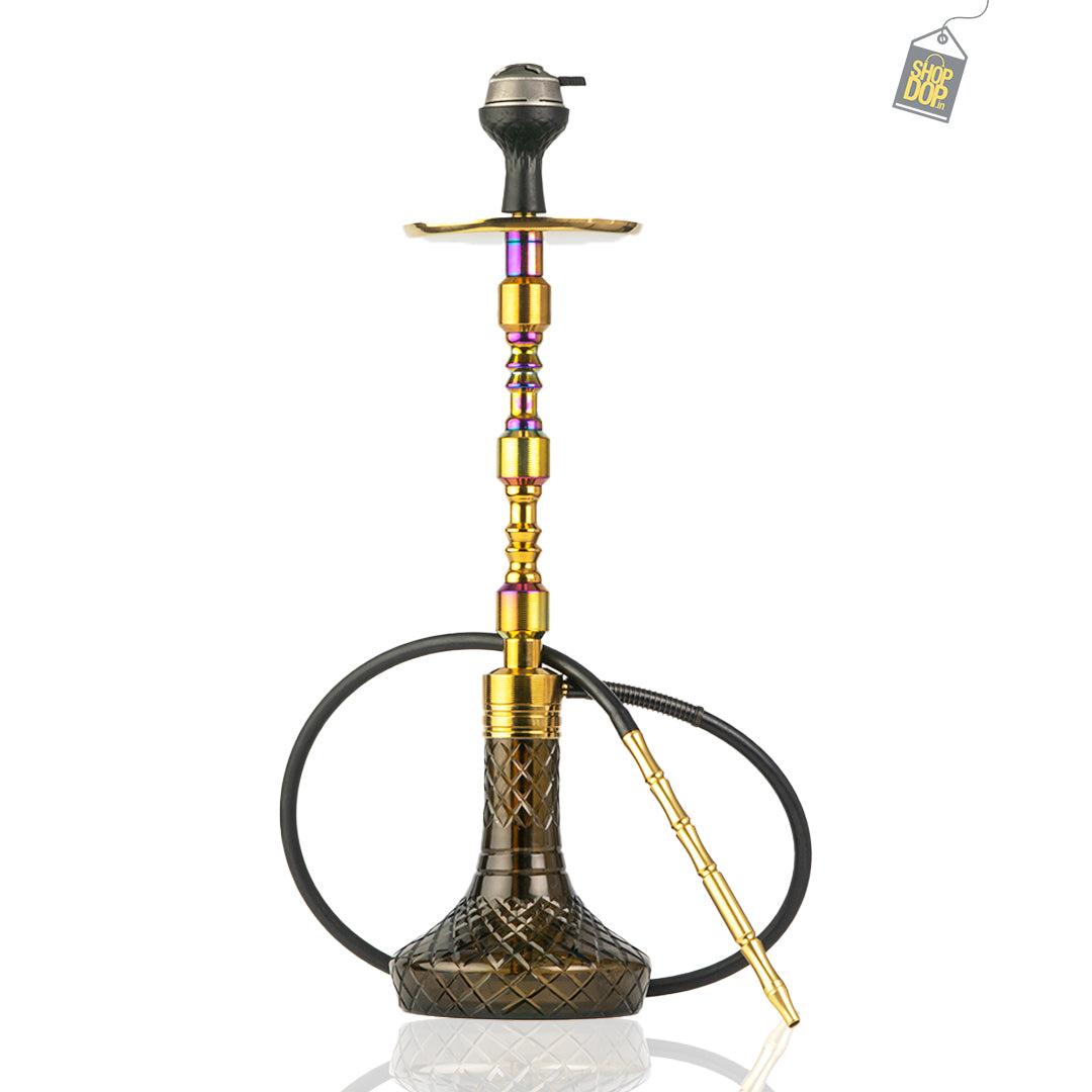 Panther Hookah with 2 Bags - Rainbow Stem / Black Base