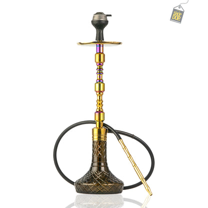 Panther Hookah with 2 Bags - Rainbow Stem / Black Base