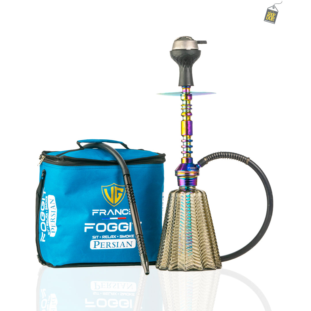 Persian Jewel Hookah with Bag - Rainbow Stem / Grey Base