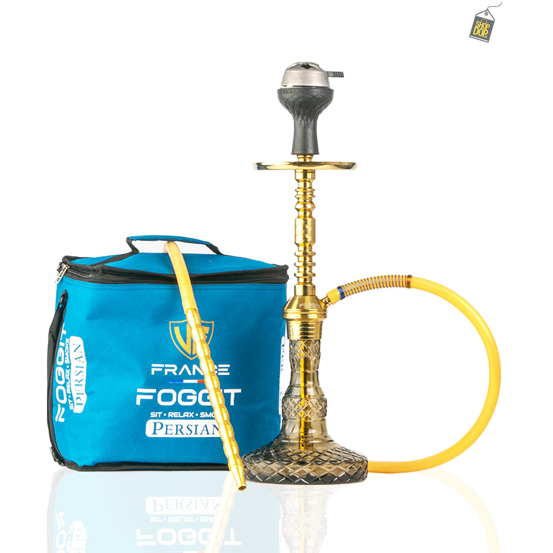 Persian Carafe Hookah with Bag - Gold Stem / Grey Base