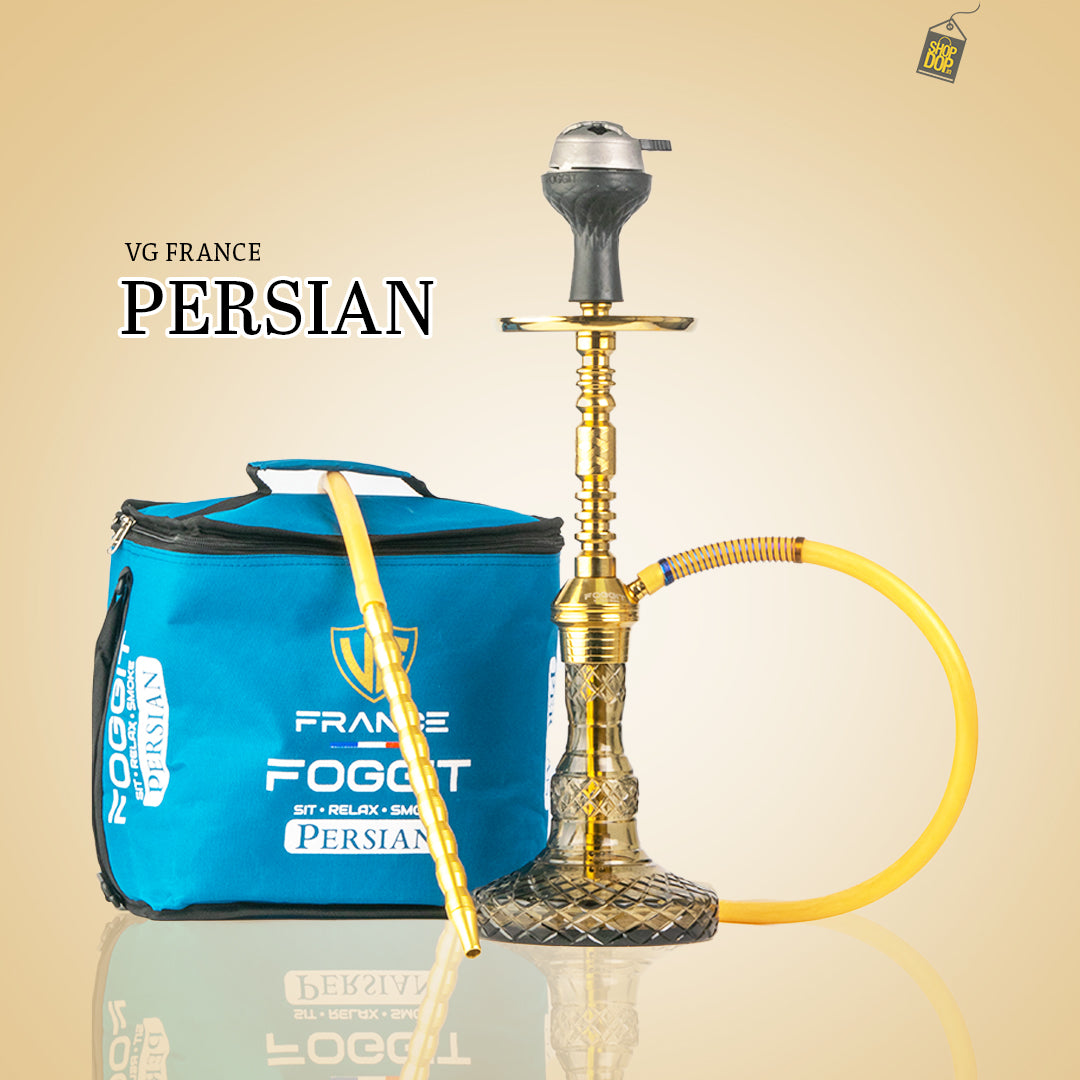 Persian Carafe Hookah with Bag - Gold Stem / Grey Base