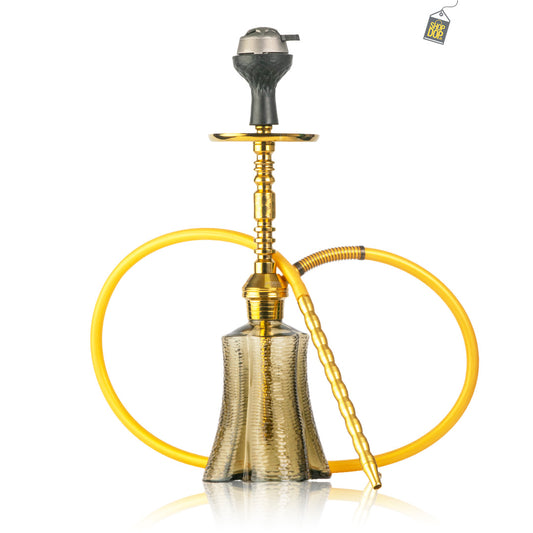 Persian Wave Hookah with Bag - Golden Stem / Grey Base
