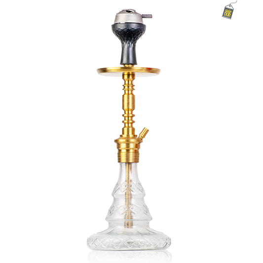 Persian Carafe 2.0 Hookah with Bag - Gold Stem / Transparent Base