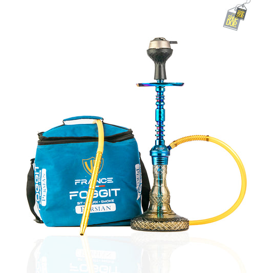 Persian Carafe Hookah with Bag - Blue Stem / Grey Base