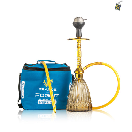 Persian Prism Hookah with Bag - Gold Stem / Grey Base