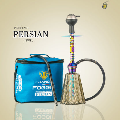 Persian Jewel Hookah with Bag - Rainbow Stem / Grey Base