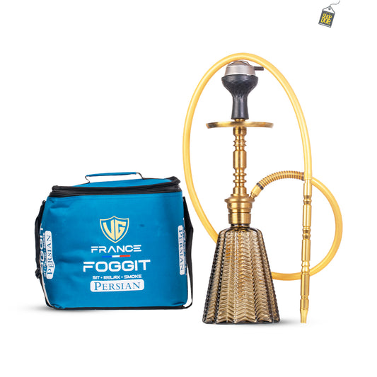 Persian Jewel 2.0 Hookah with Bag - Gold Stem / Grey Base