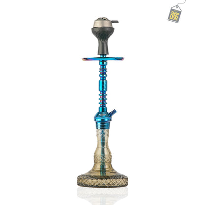 Persian Ovel Hookah with Bag - Blue Stem / Grey Base