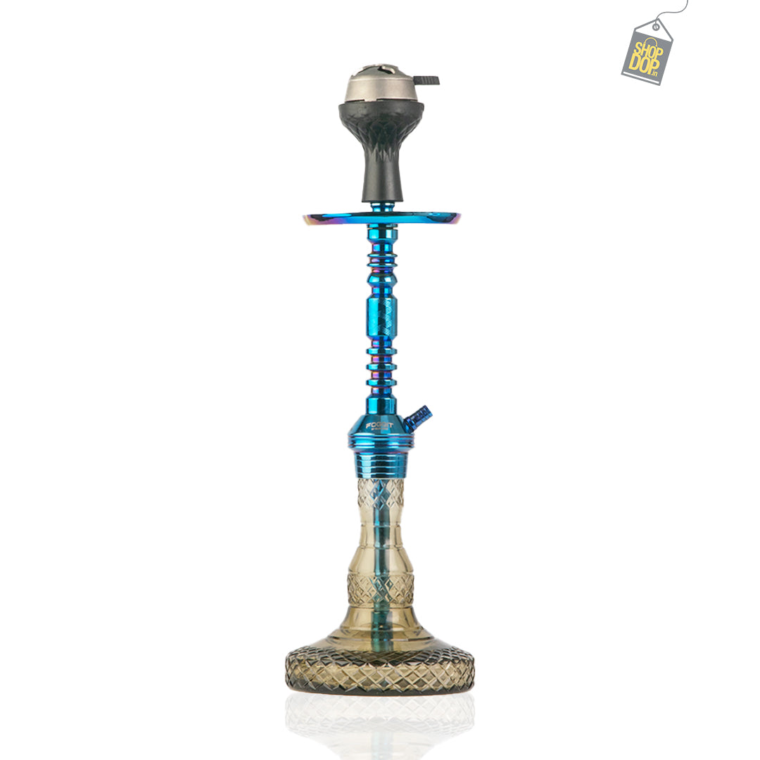 Persian Carafe Hookah with Bag - Blue Stem / Grey Base