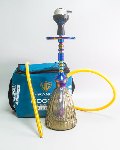 Persian Prism Hookah with Bag - Rainbow Stem / Grey Base