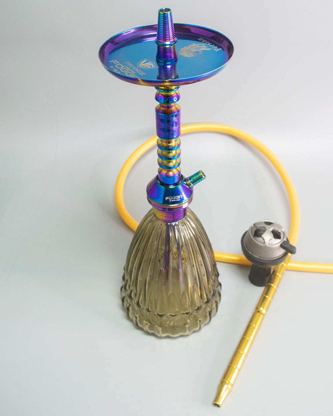 Persian Prism Hookah with Bag - Rainbow Stem / Grey Base