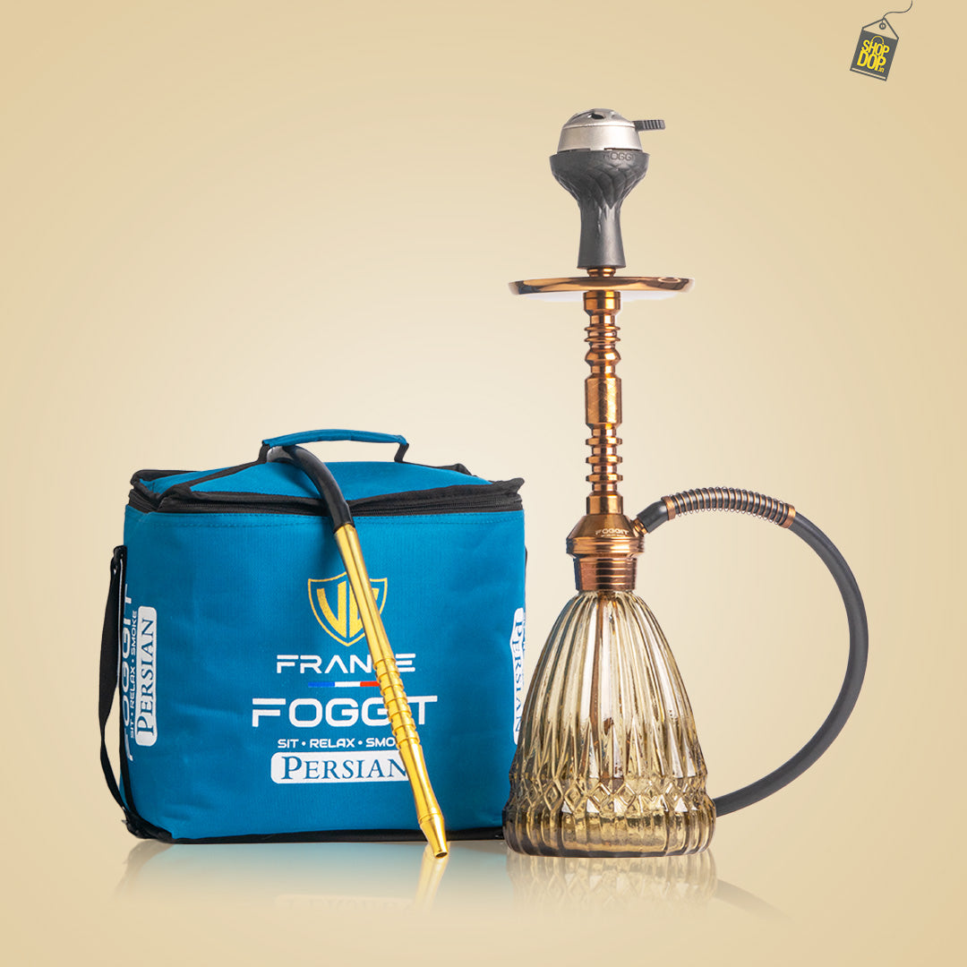 Persian Prism Hookah with Bag - Bronze Stem / Grey Base