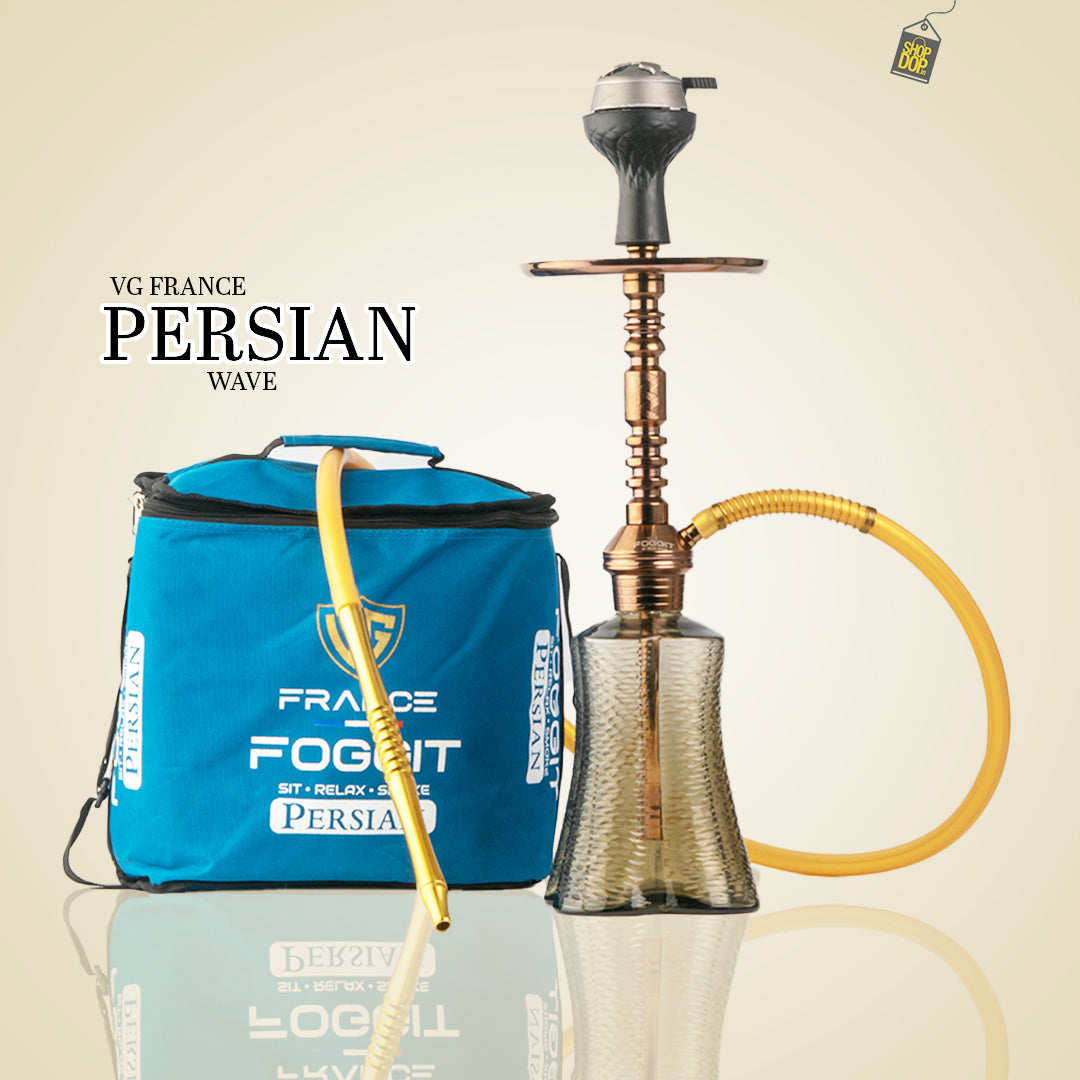 Persian Wave Hookah with Bag - Bronze Stem / Grey Base