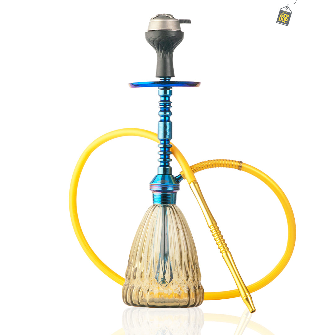 Persian Prism Hookah with Bag - Blue Stem / Grey Base