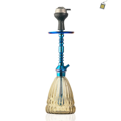 Persian Prism Hookah with Bag - Blue Stem / Grey Base