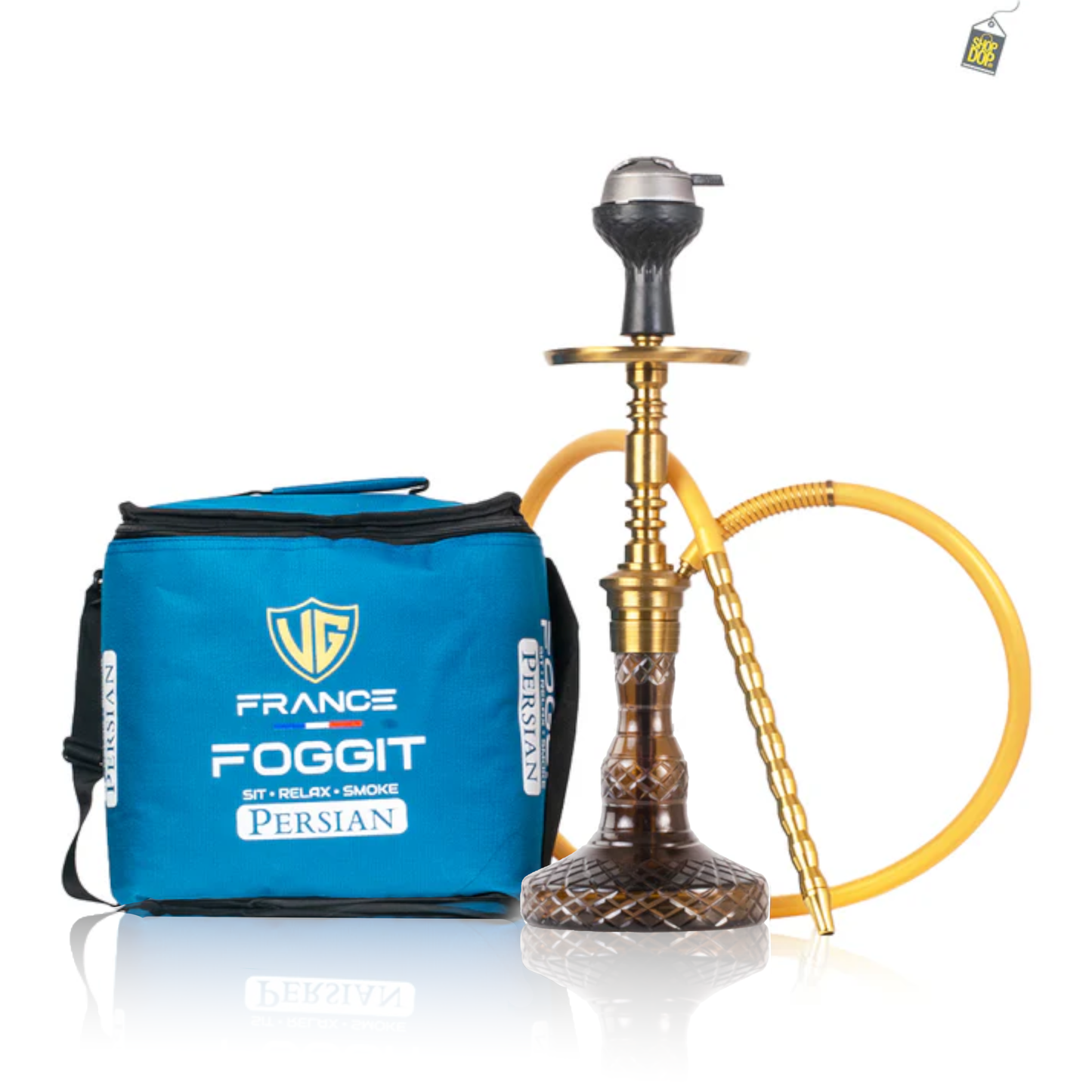 Persian Carafe Hookah with Bag - Gold Stem / Brown Base