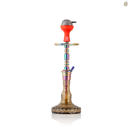 Persian Carafe Hookah with Bag - Rainbow Stem / Grey Base