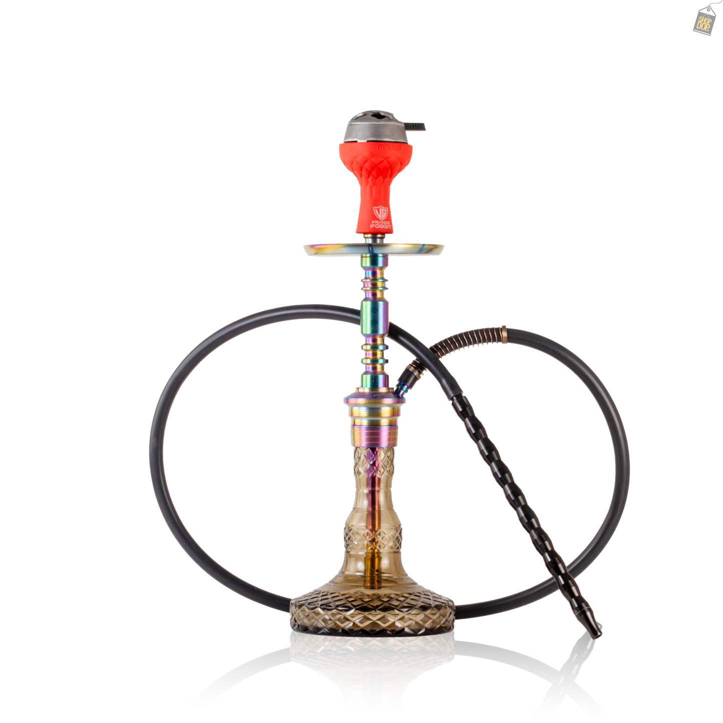 Persian Carafe Hookah with Bag - Rainbow Stem / Grey Base