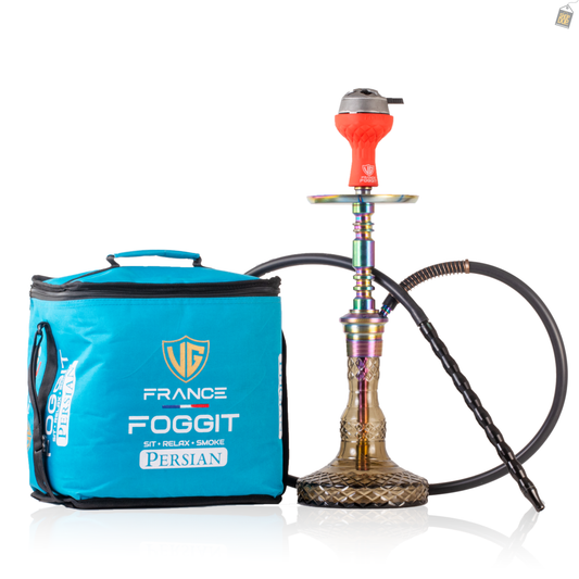 Persian Carafe Hookah with Bag - Rainbow Stem / Grey Base