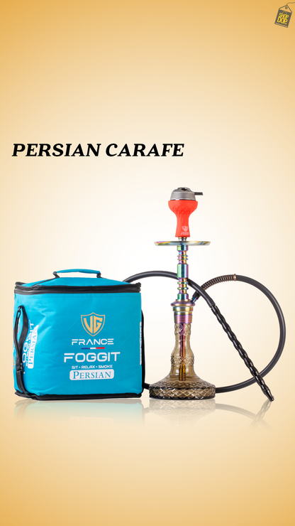 Persian Carafe Hookah with Bag - Rainbow Stem / Grey Base