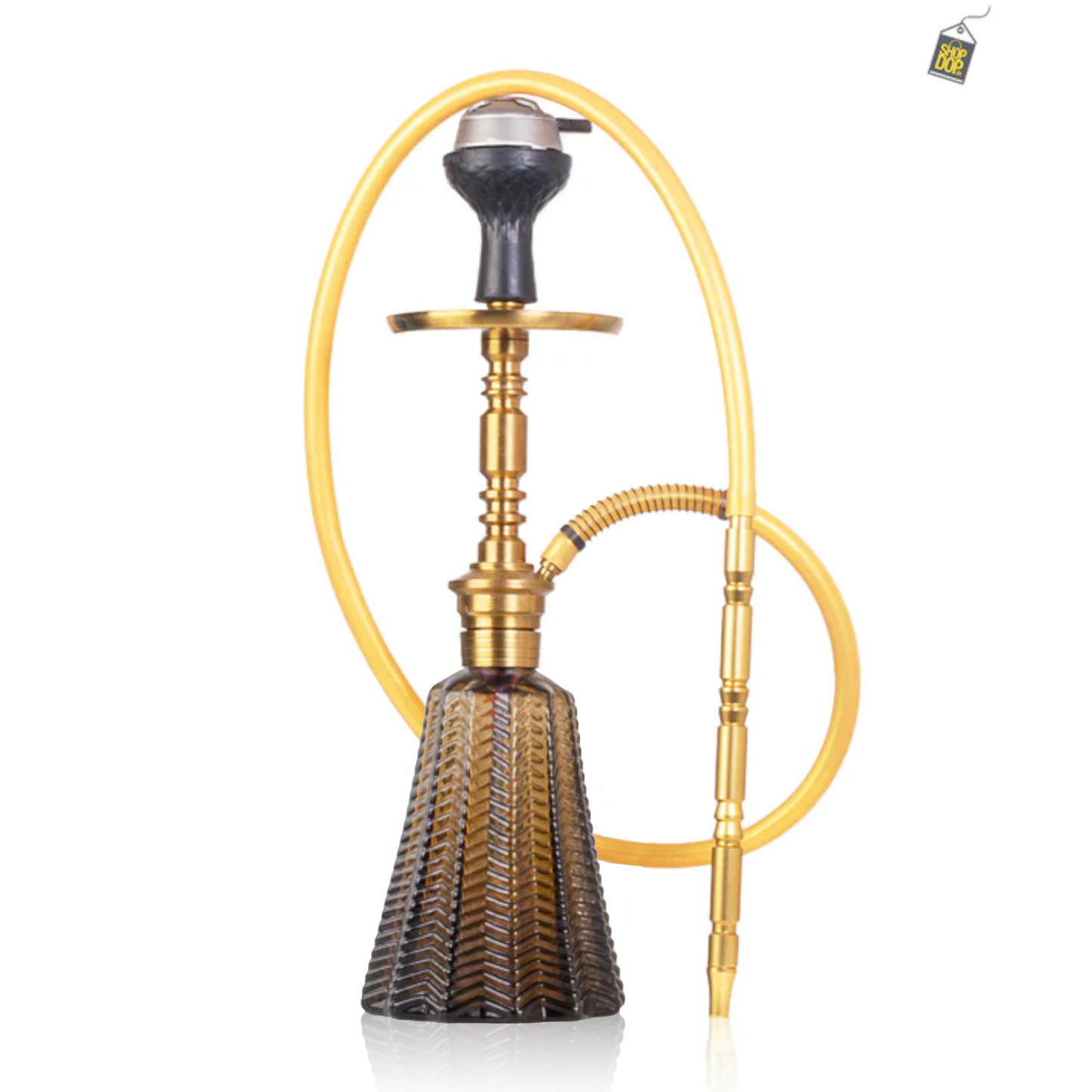 Persian Jewel Hookah with Bag - Gold Stem / Brown Base