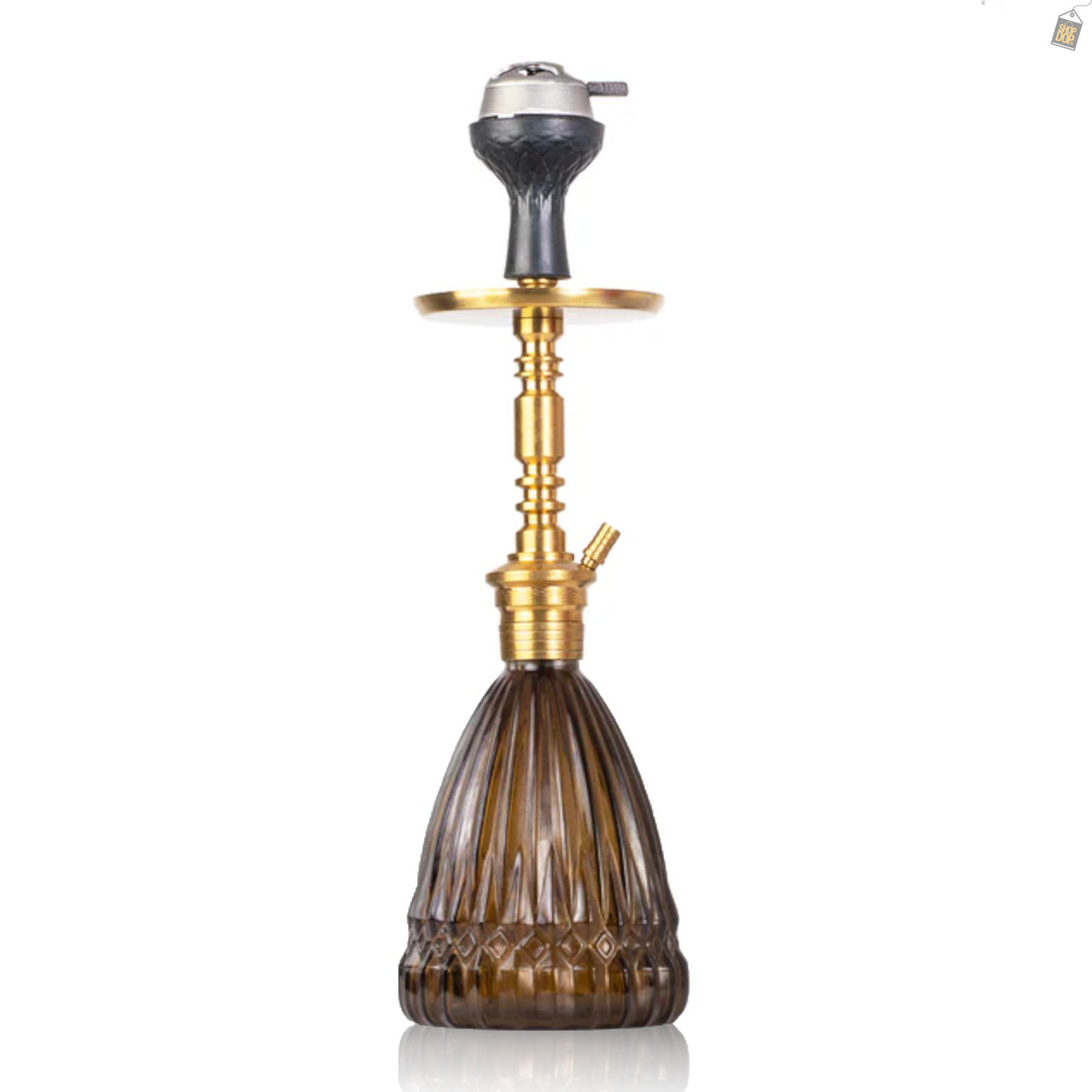 Persian Prism Hookah with Bag - Gold Stem / Brown Base