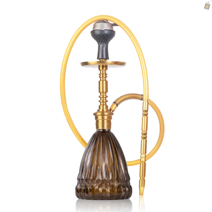 Persian Prism Hookah with Bag - Gold Stem / Brown Base