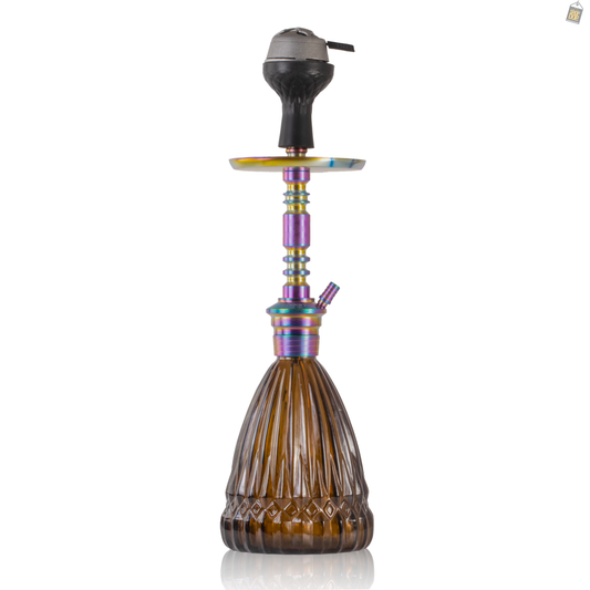 Persian Prism Hookah with Bag - Rainbow Stem / Brown Base