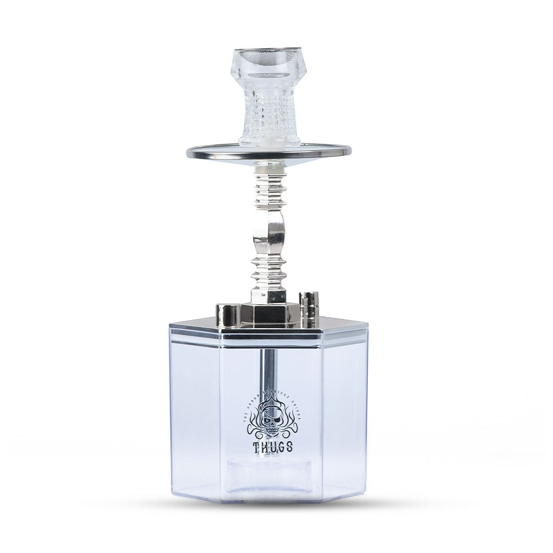 Quattro Acrylic Hookah with LED Light - Silver
