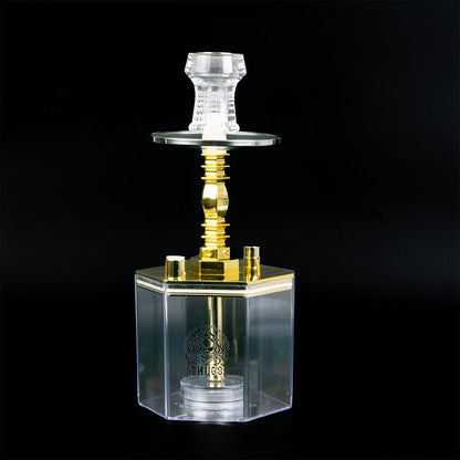 Quattro Acrylic Hookah with LED Light - Golden