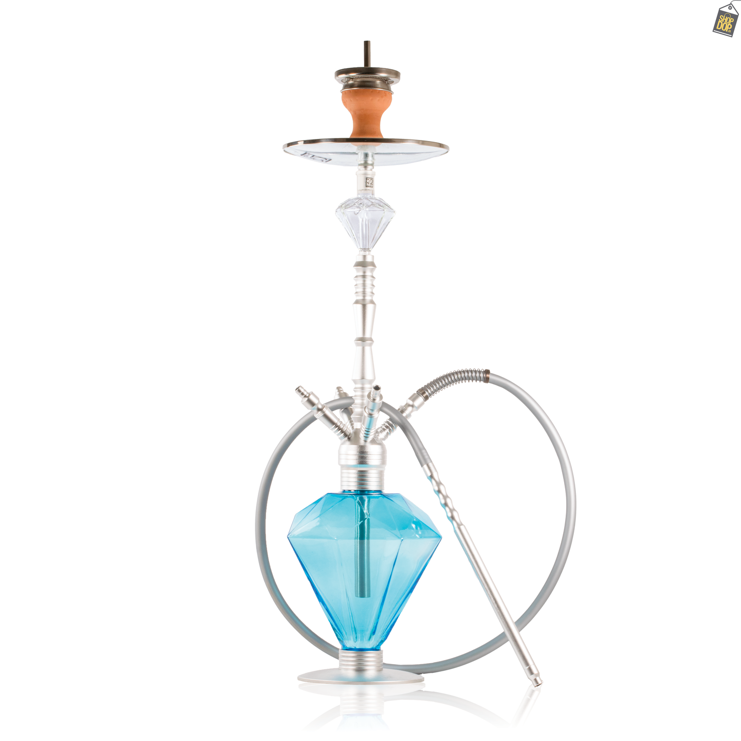 R2 Diamond 4 Pipe Hookah - Silver