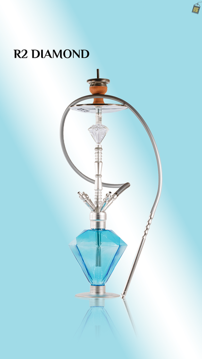R2 Diamond 4 Pipe Hookah - Silver