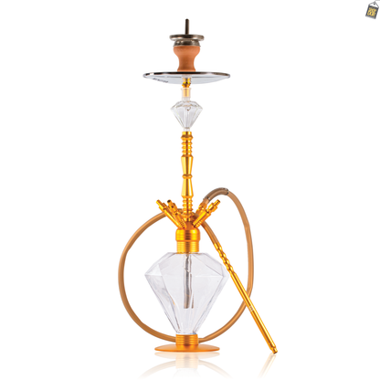R2 Diamond 4 Pipe Hookah - Golden