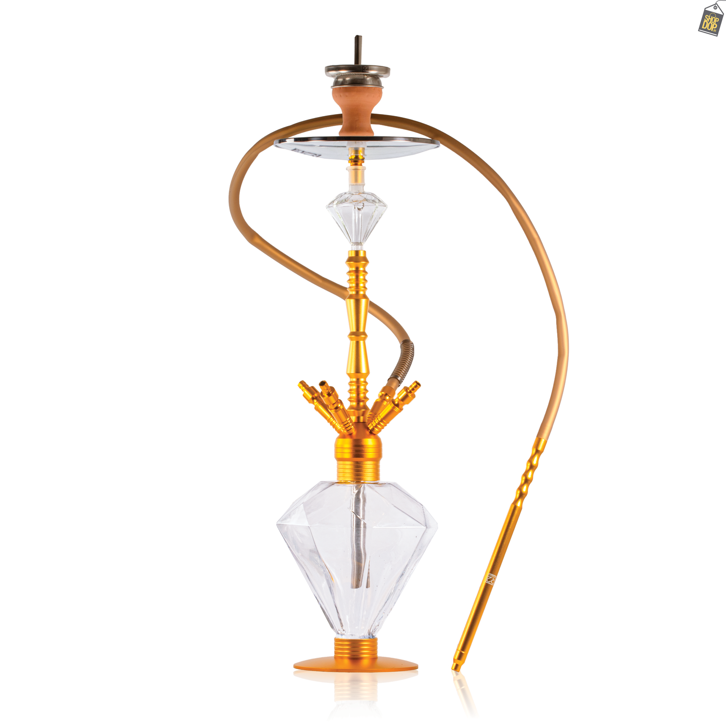 R2 Diamond 4 Pipe Hookah - Golden