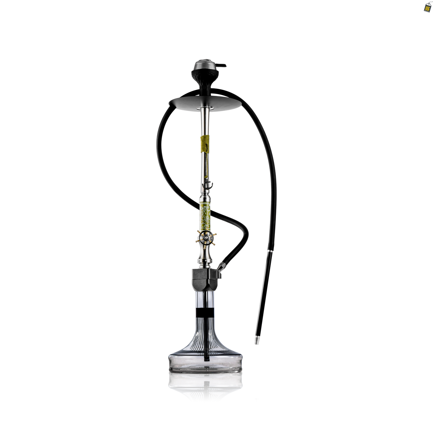 Sailor X Hookah - Green Stem / Transparent Glass Base