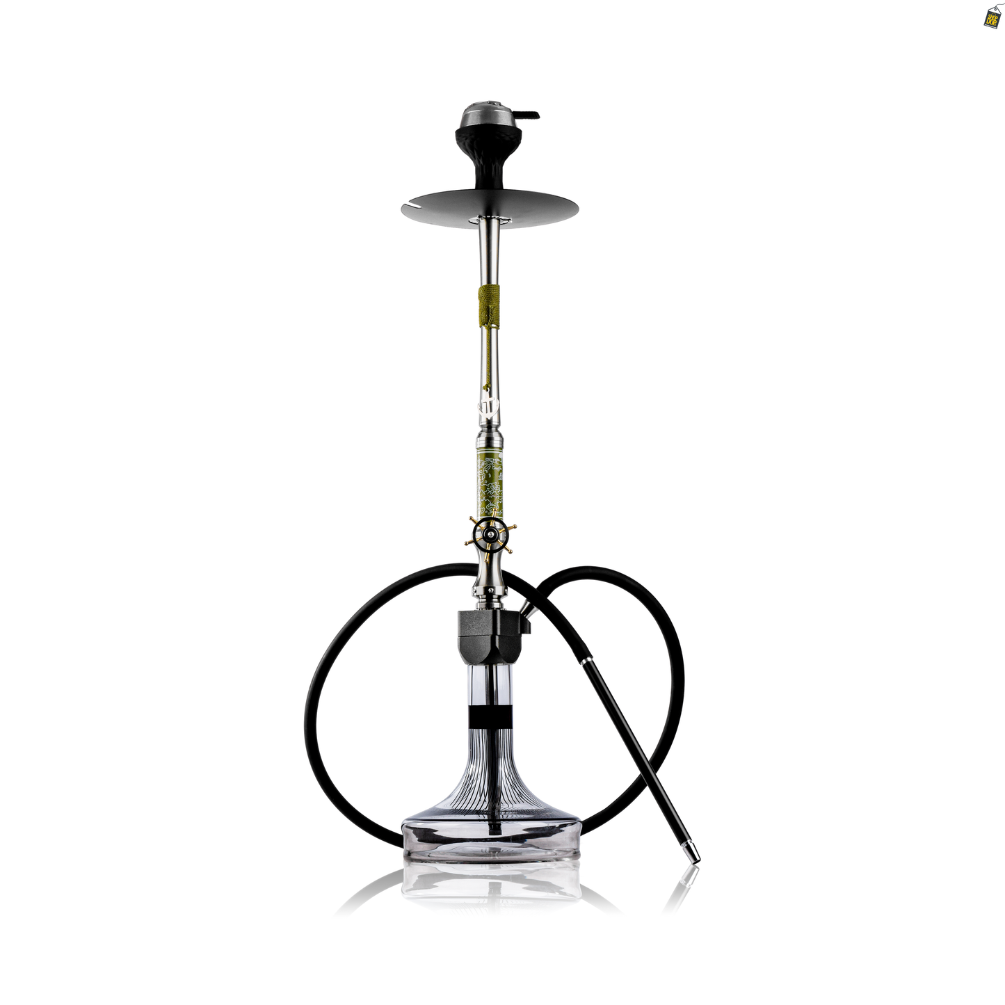 Sailor X Hookah - Green Stem / Transparent Glass Base