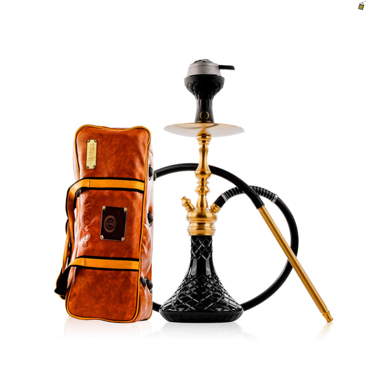 COCOYAYA Simba Hookah with Camel Bag - Gold Stem / Black Base