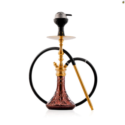 COCOYAYA Simba Hookah with Light Grey Bag - Gold Stem / Light Purple Base