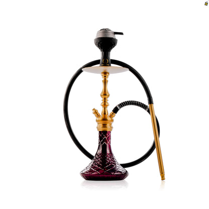 COCOYAYA Simba Hookah with Light Grey Bag - Gold Stem / Wine Base