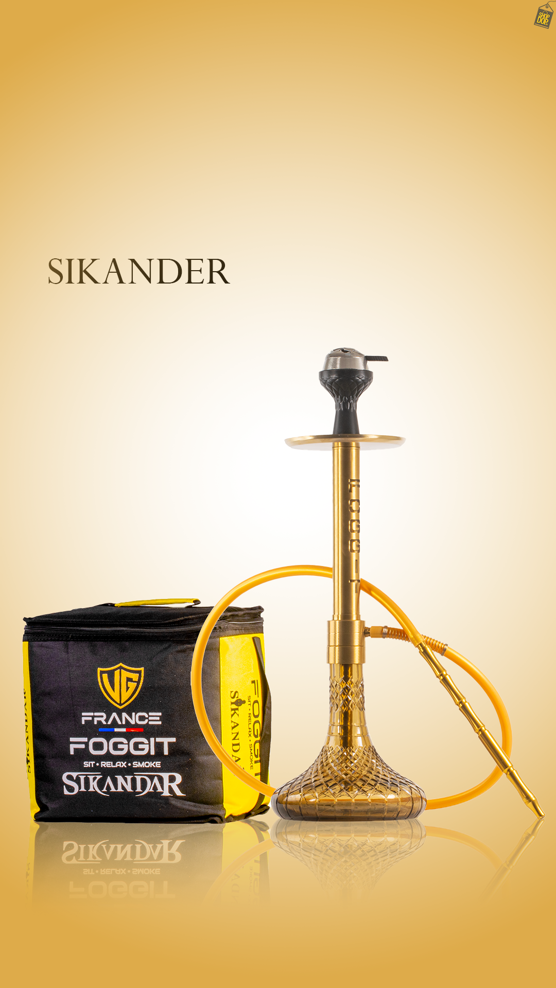 VG Sikander Hookah - Gold Stem / Grey Base