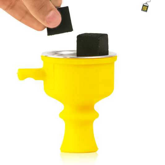 Silicone Pull Drawer Hookah Chillum with Tray - Yellow