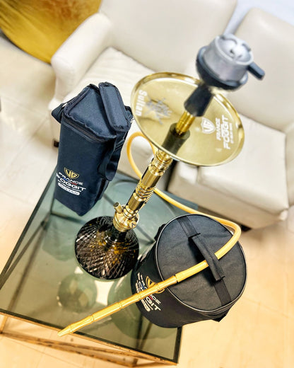 Sultan Hookah with 2 Bags - Black Base / Gold Stem