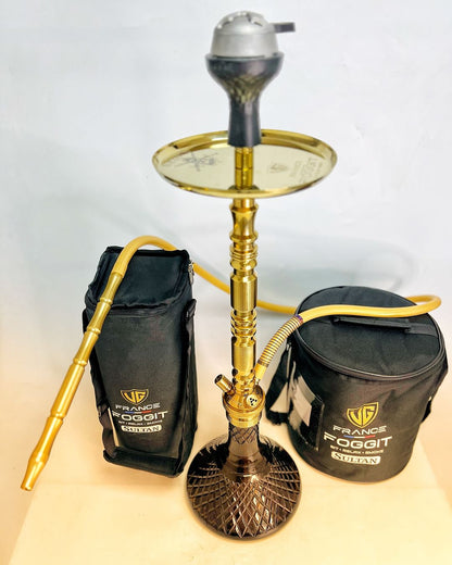 Sultan Hookah with 2 Bags - Black Base / Gold Stem