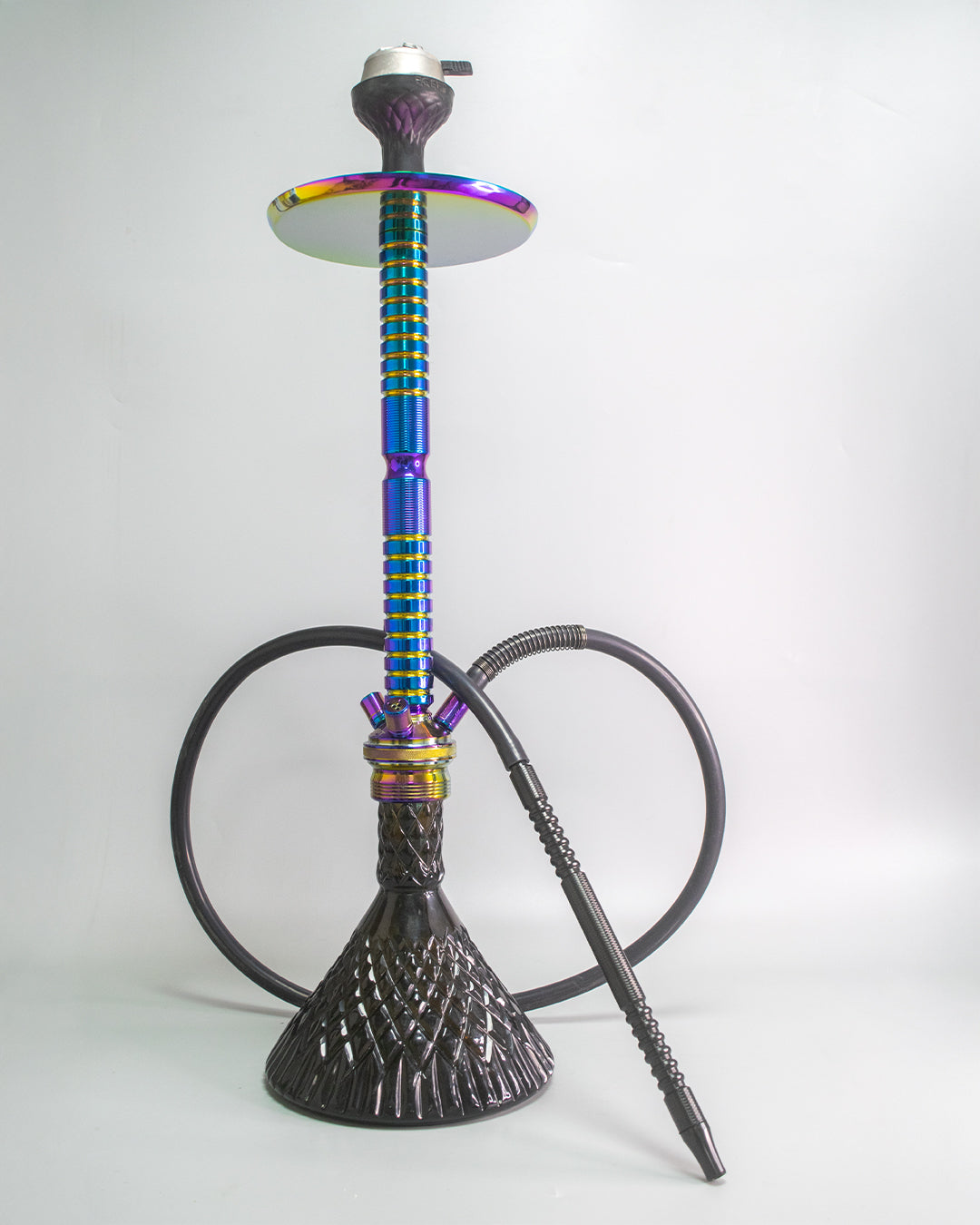 Sultan Hookah with 2 Bags - Black Base / Rainbow Stem