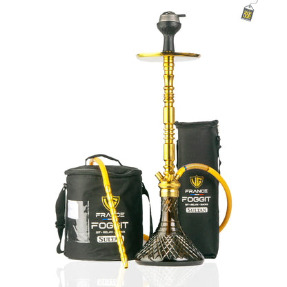 Sultan Hookah with 2 Bags - Black Base / Gold Stem