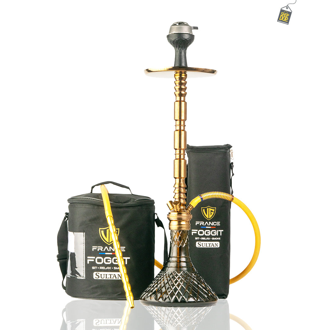 Sultan Hookah with 2 Bags - Grey Base / Bronze Stem