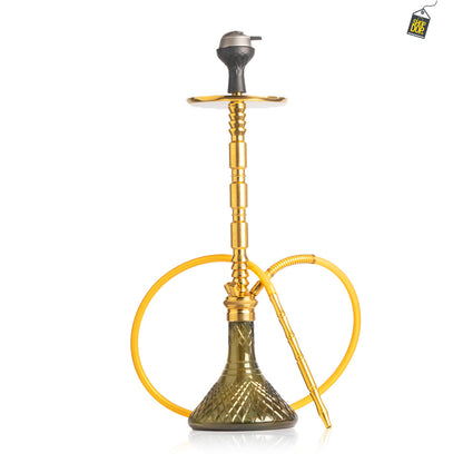 Sultan Evans Hookah with 2 Bags - Brown Base / Gold Stem