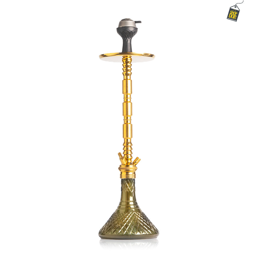 Sultan Evans Hookah with 2 Bags - Brown Base / Gold Stem