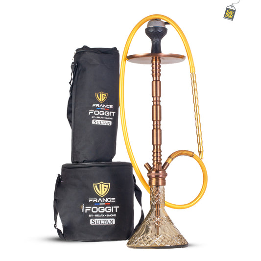 Sultan Evans Hookah with 2 Bags - Grey Base / Bronze Stem